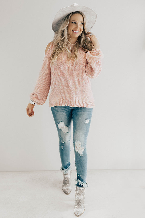 Apple Cider Softness Chenille Sweater In Light Pink