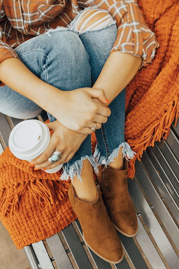 The Tawny Faux Suede Bootie in Chocolate Image - 1