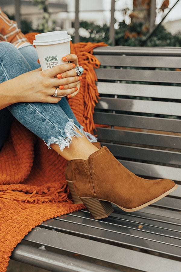 The Tawny Faux Suede Bootie in Chocolate Image - 2