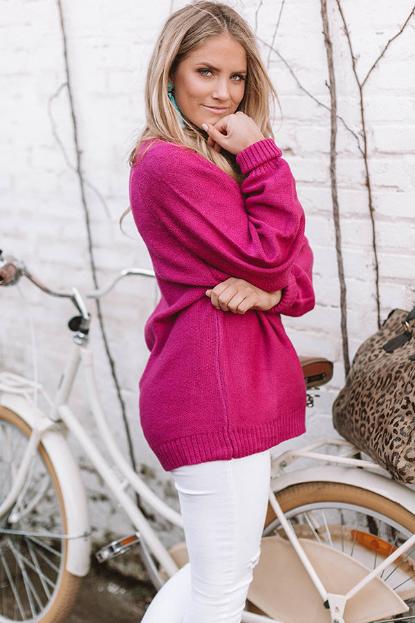 Coffee Date In The City Tunic Sweater in Fuchsia Image - 3