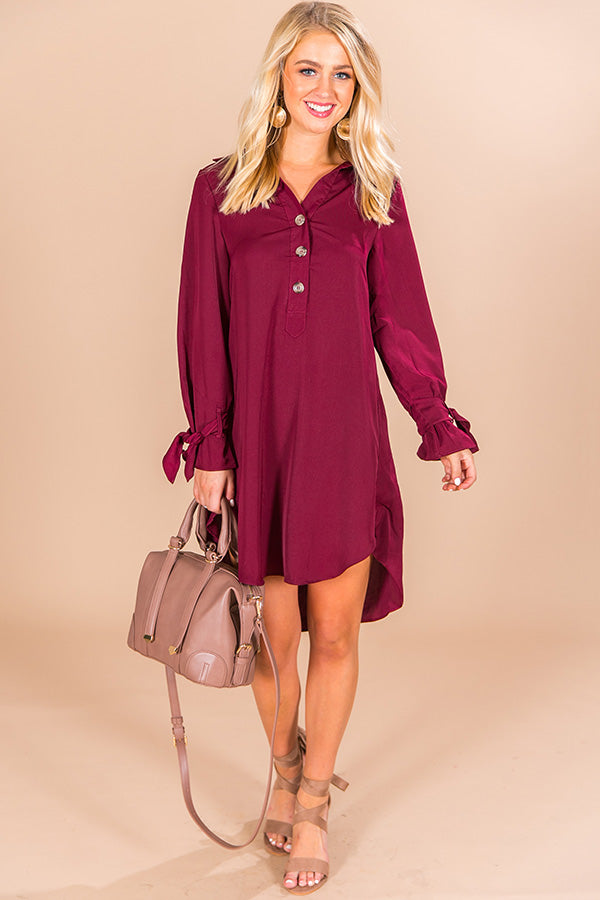 Fall Fancy Shift Dress in Wine Image - 1