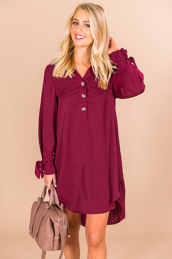 Fall Fancy Shift Dress in Wine Image - 2