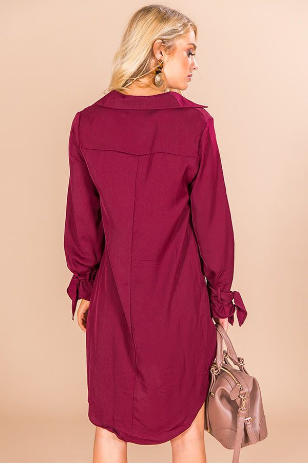 Fall Fancy Shift Dress in Wine Image - 4