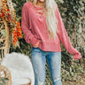 Fireside Champagne Lace Up Chenille Sweater in Rustic Rose Image - 1