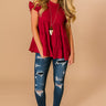 Coffee Date Crushin' Babydoll Top In Wine Image - 1