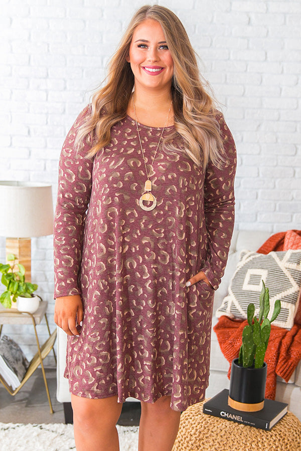 Cozy In Leopard Shift Dress in Windsor Wine Curves Image - 2