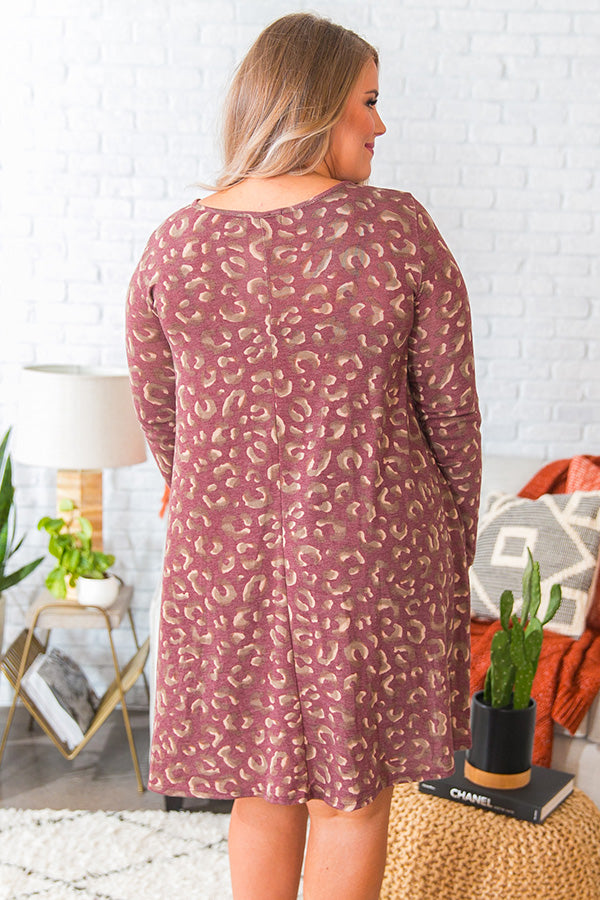 Cozy In Leopard Shift Dress in Windsor Wine Curves Image - 4