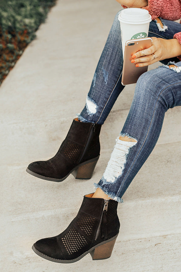 The Noelle Faux Suede Bootie in Black Image - 1