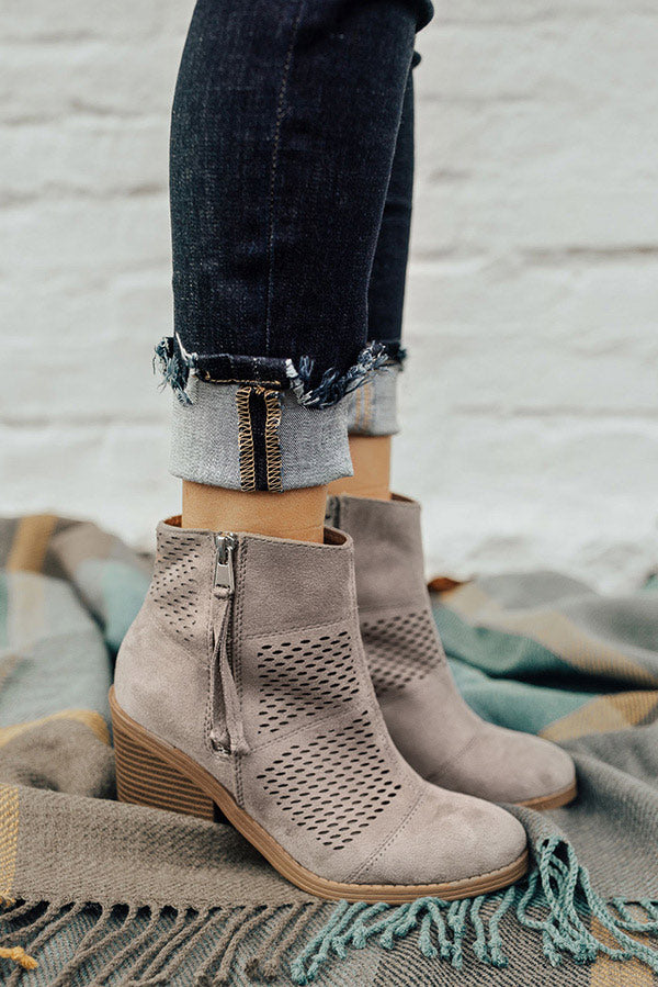 The Noelle Faux Suede Bootie in Grey Image - 2