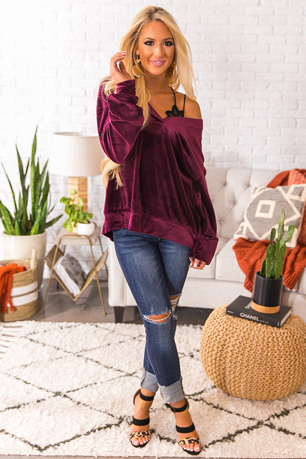 Colorado Cabernet Velour Sweater in Windsor Wine Image - 1