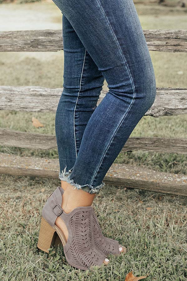 The Farrah Peep Toe Bootie in Light Slate Image - 1