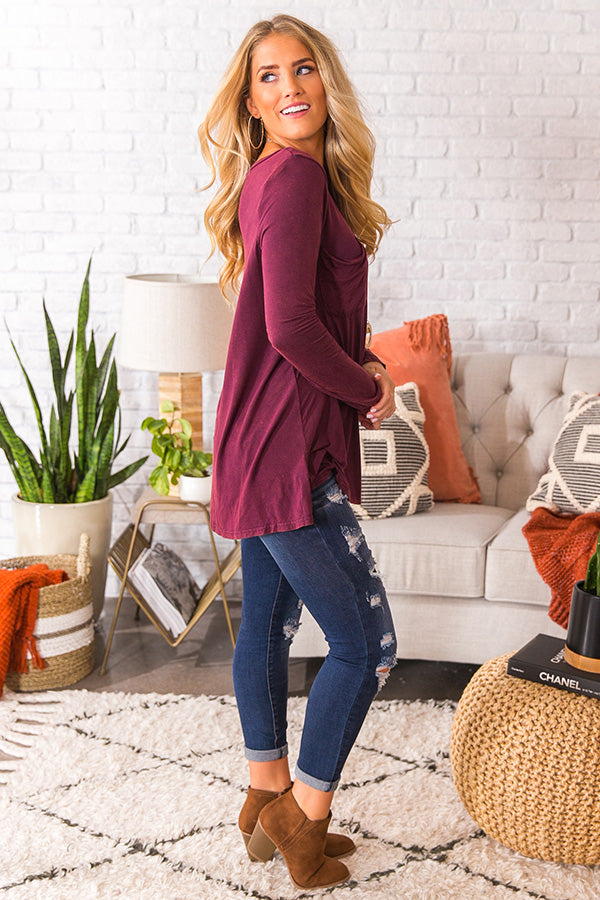 Slopes And Kisses Mineral Wash Shift Tee In Windsor Wine Image - 3