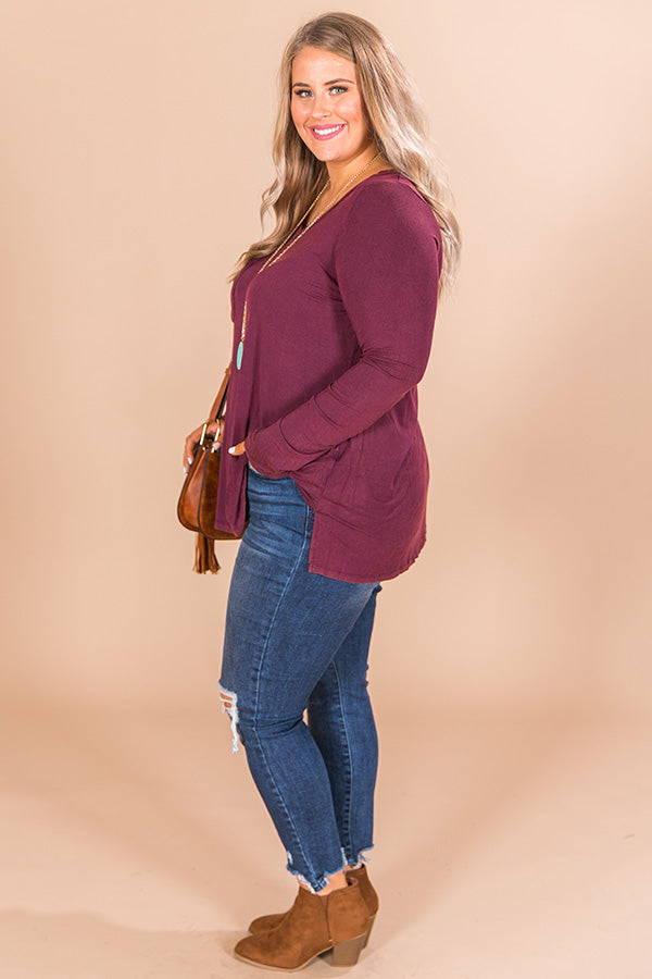 Slopes And Kisses Mineral Wash Shift Tee In Windsor Wine  Curves Image - 3