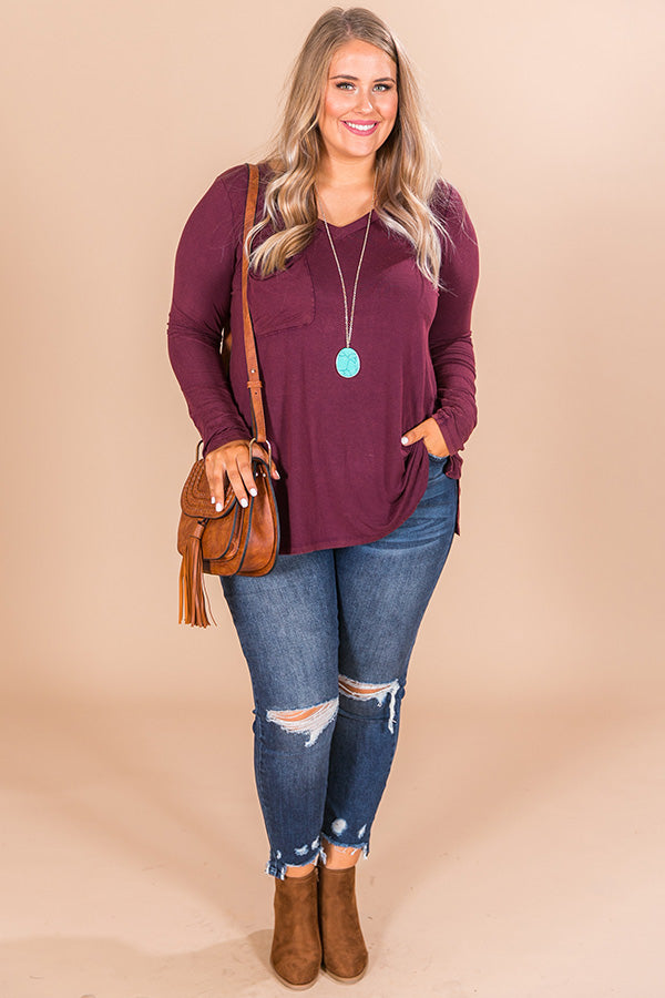 Slopes And Kisses Mineral Wash Shift Tee In Windsor Wine  Curves