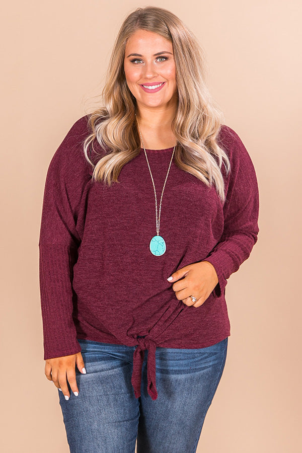 Meet Me At The Orchard Tie Top In Merlot  Curves Image - 2