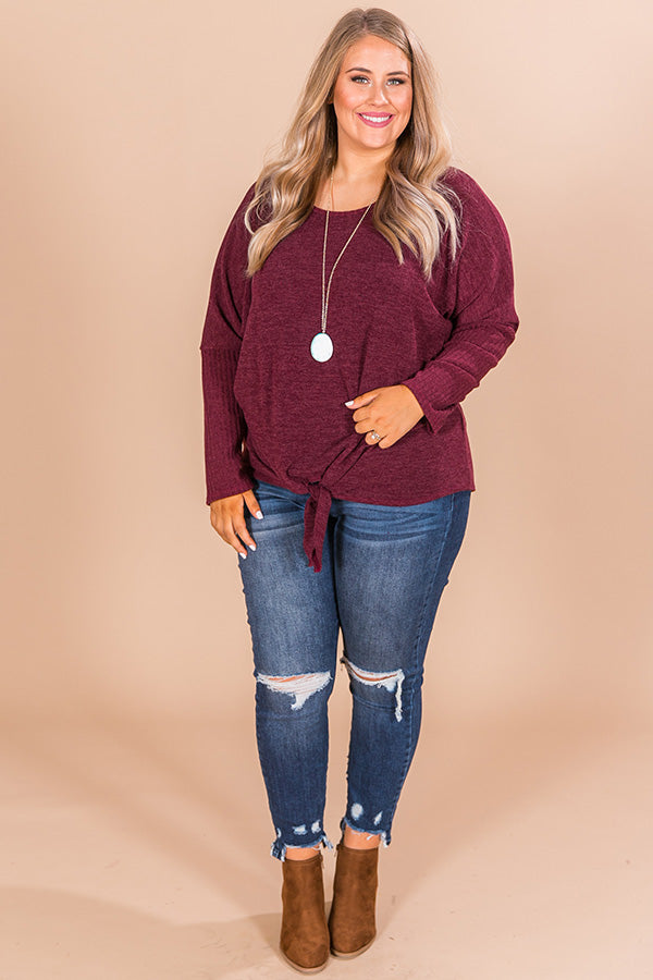 Meet Me At The Orchard Tie Top In Merlot  Curves