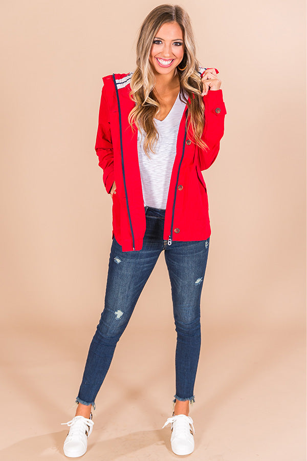 Meet Me By The Bay Lightweight Jacket in Red
