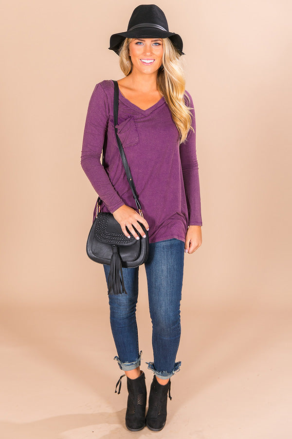 Slopes And Kisses Mineral Wash Shift Tee In Purple