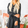 Fall Fancy Shift Dress in Black Image - 1