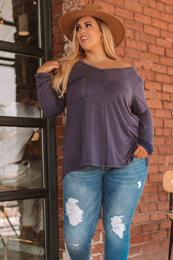 Slopes And Kisses Mineral Wash Shift Tee In Riverside Curves Image - 1