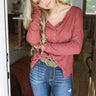 Warm Hearts Henley Top in Aurora Red Image - 1