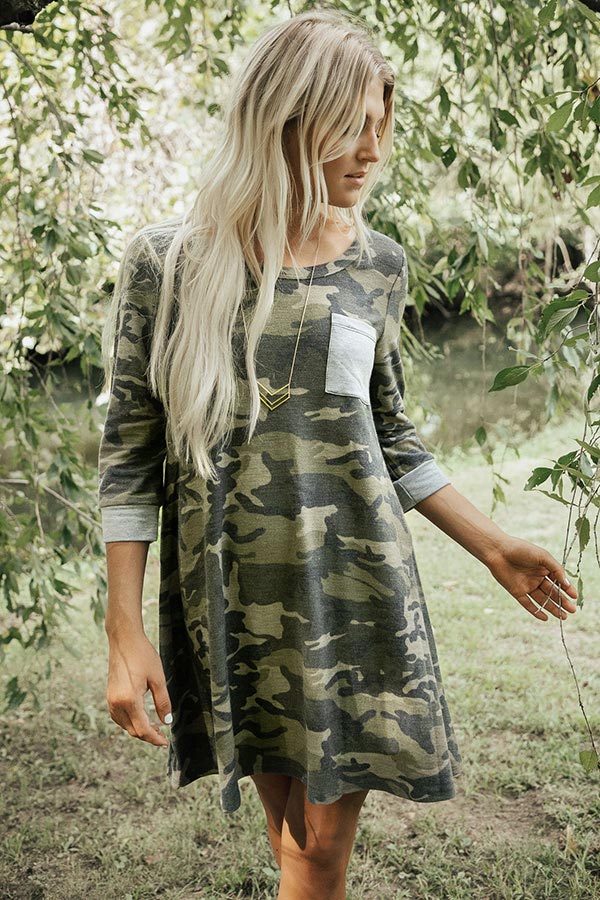 Own The Spotlight Camo Shift Dress Image - 1