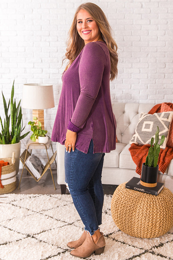 Slopes And Kisses Mineral Wash Shift Tee In Purple  Curves Image - 3