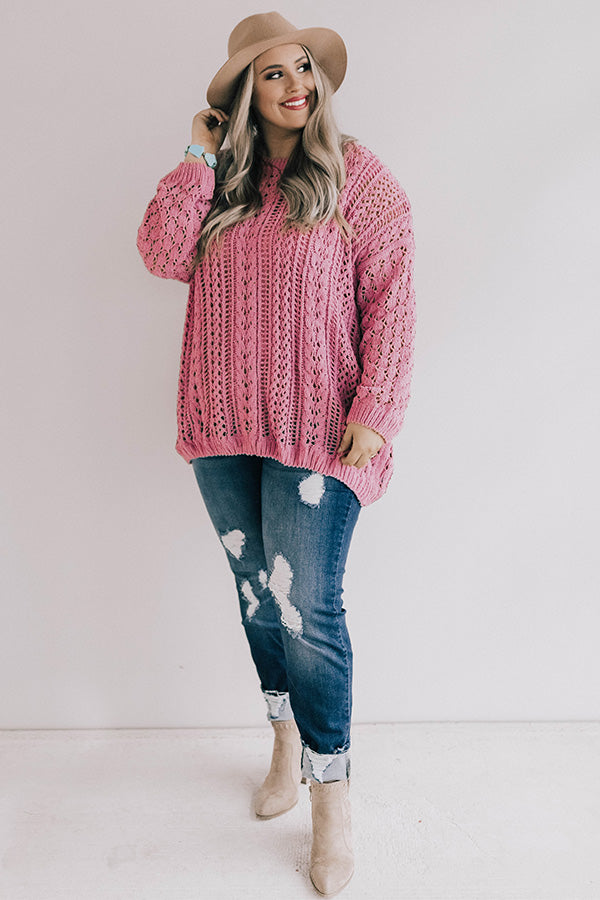 Season Of Snuggles Tunic Sweater in Pink Curves Image - 1