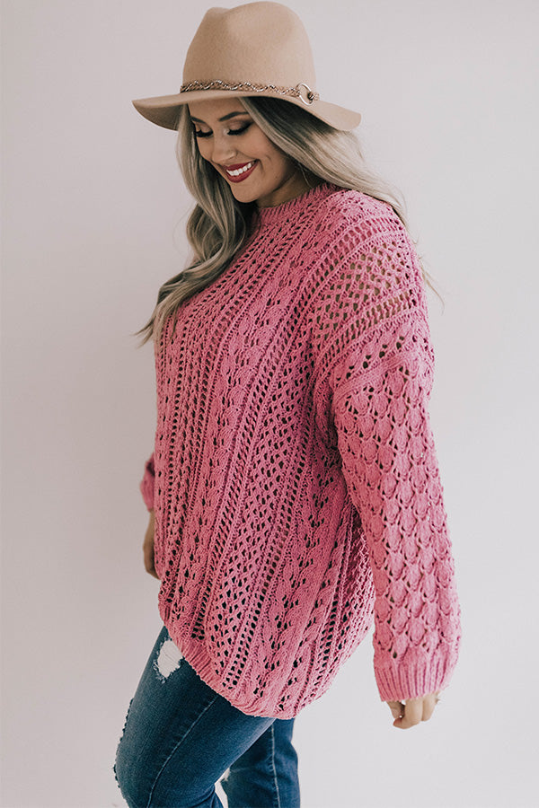 Season Of Snuggles Tunic Sweater in Pink Curves Image - 3