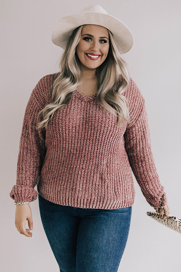 Coffee Cuddles Chenille Sweater In Blush Curves Image - 1