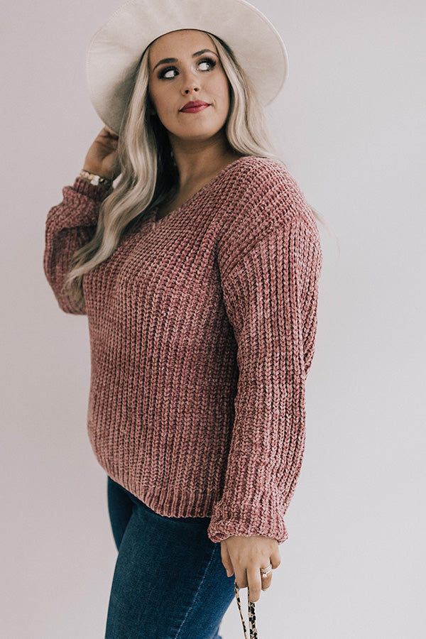 Coffee Cuddles Chenille Sweater In Blush Curves Image - 4