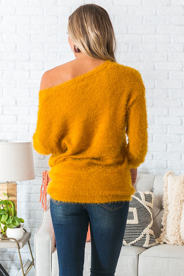 Cocoa In Charleston Fuzzy Sweater In Mustard Image - 4
