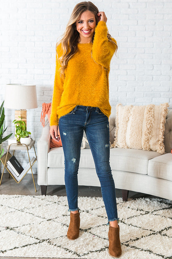 Cocoa In Charleston Fuzzy Sweater In Mustard Image - 1