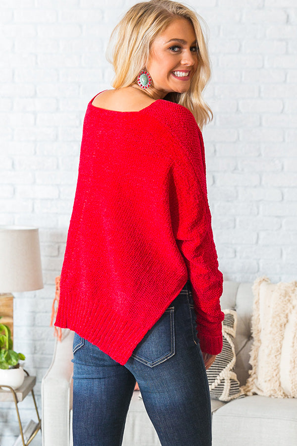 Warm & Fuzzies Chenile Sweater In Red Image - 4