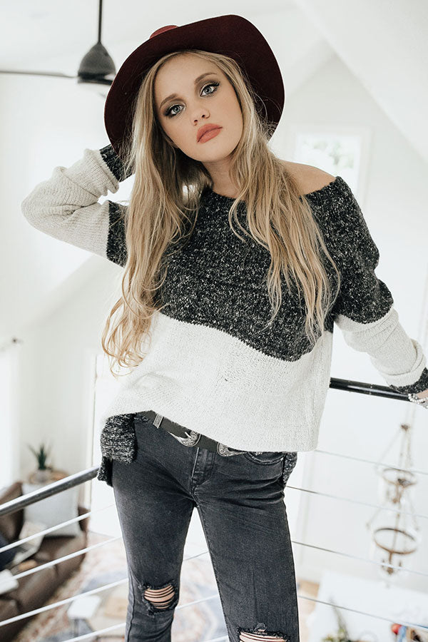 Moonlight Magic Color Block Sweater in Charcoal Image - 1
