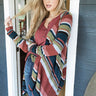 Marshmallow Toast Stripe Cardigan in Rust Image - 1