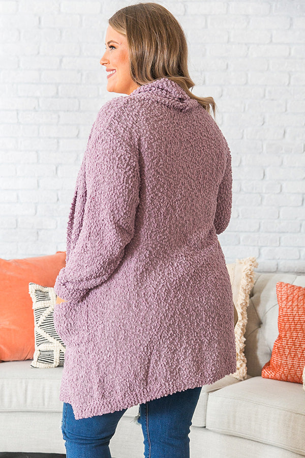 Let's Stay Home Popcorn Knit Cardigan in Lavender Curves Image - 4