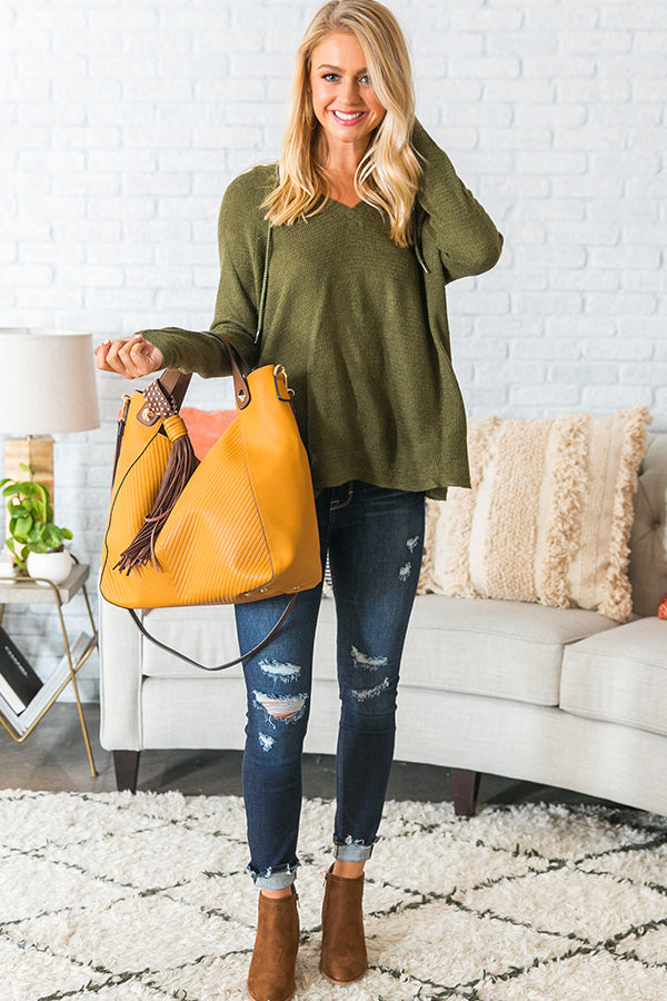 Retreat To The Cabin Shift Sweater in Olive