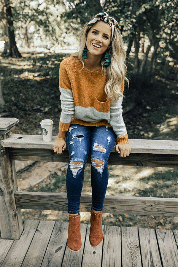 Moonlight Magic Color Block Sweater in Honey Image - 1