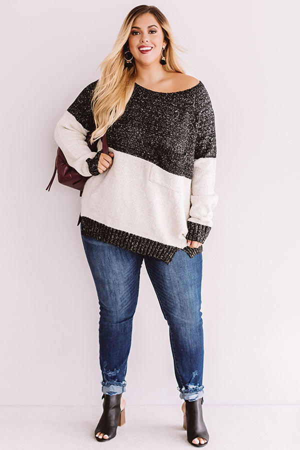 Moonlight Magic Color Block Sweater in Charcoal Curves Image - 1