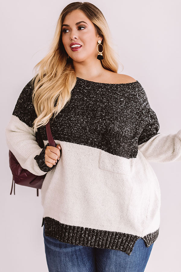 Moonlight Magic Color Block Sweater in Charcoal Curves Image - 1