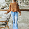 Pumpkin Spice and Everything Nice Cropped Sweater in Camel Image - 1