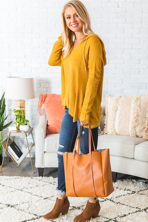 Retreat To The Cabin Shift Sweater in Honey