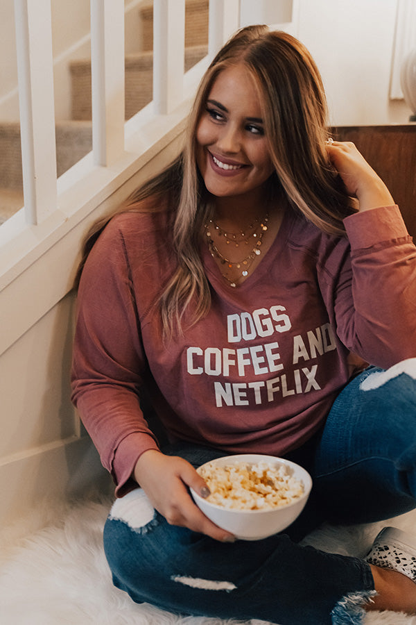 Dogs And Coffee Sweatshirt In Red Curves