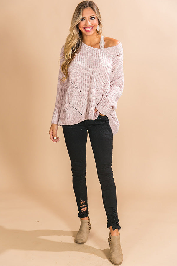 Cabin Getaway Chenille Sweater in Light Blush Image - 1