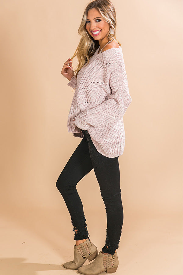 Cabin Getaway Chenille Sweater in Light Blush Image - 2