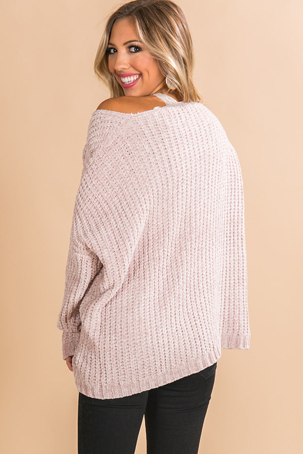 Cabin Getaway Chenille Sweater in Light Blush Image - 3