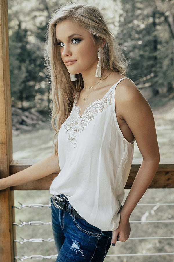 Insta-Worthy Satin Tank in Cream Image - 4