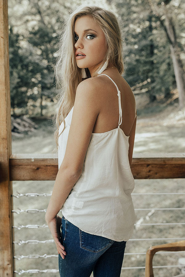 Insta-Worthy Satin Tank in Cream Image - 5