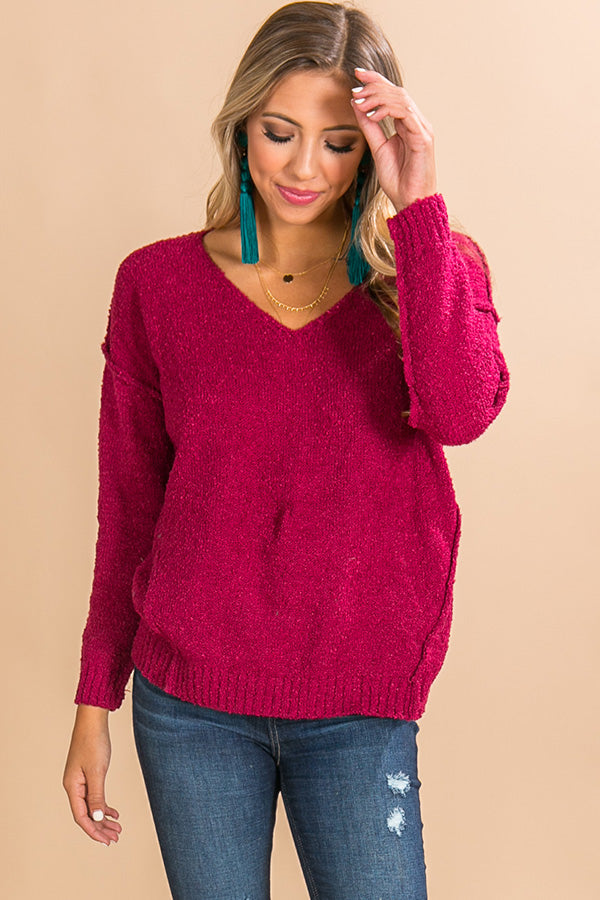 Cappuccino Calling Shift Sweater in Sangria Image - 2